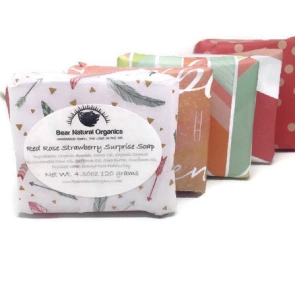 Red Rose Strawberry Surprise Soap  Bar